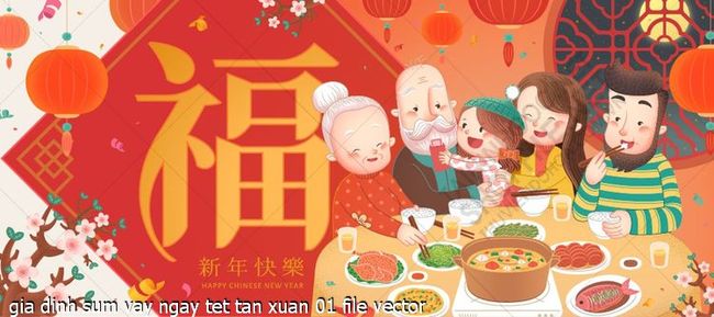 gia dinh sum vay ngay tet tan xuan file vector
